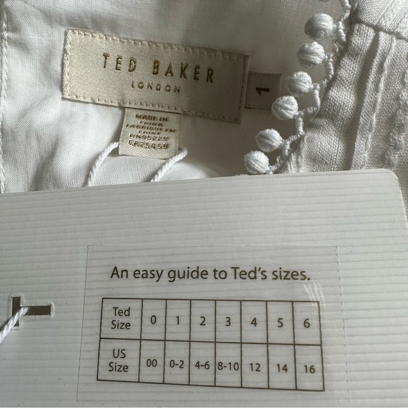 Ted Baker Silais Double Frill Cotton Blouse Ivory Size 1 US 2 - Picture 7 of 14